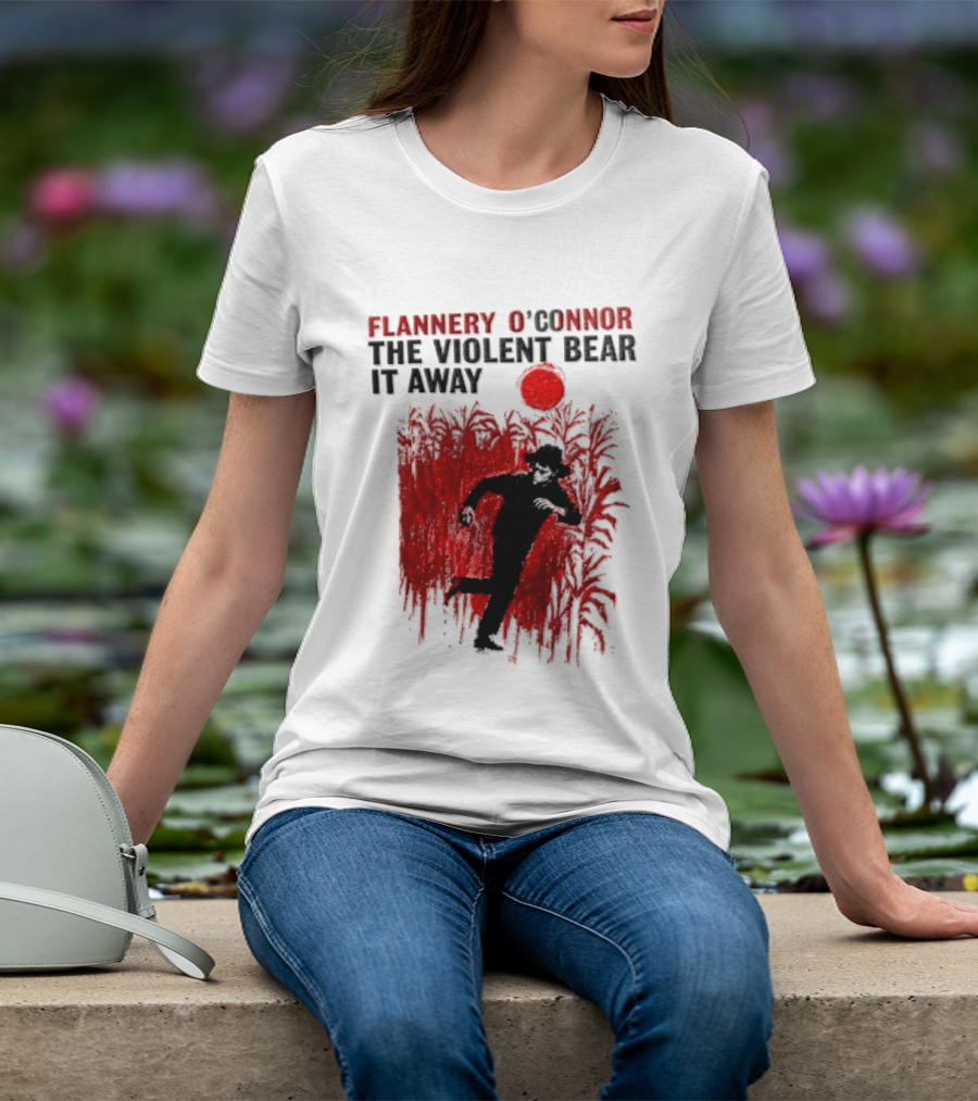 Flannery O'Connor The Violent Bear It Away Red Silhouette In Cornfield T-Shirt