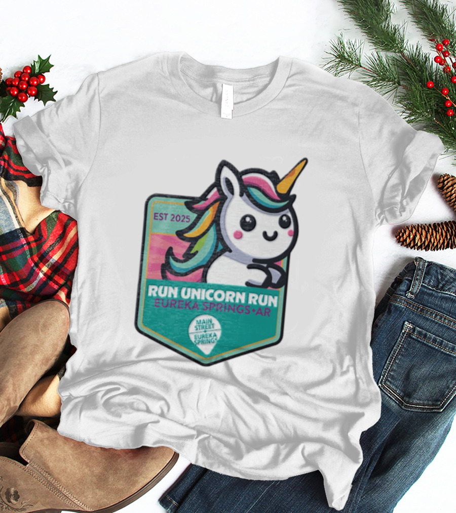 EST 2025 Run Unicorn Run Eureka Springs AR Main Street T-Shirt