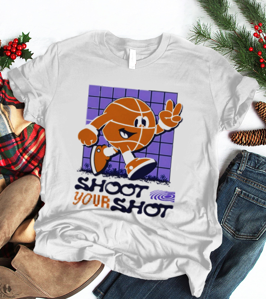 Shoot Your Shot Retro Basketball Character Peace Sign T-Shirt