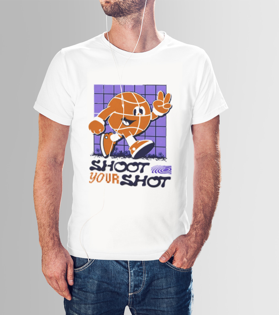 Shoot Your Shot Retro Basketball Character Peace Sign T-Shirt