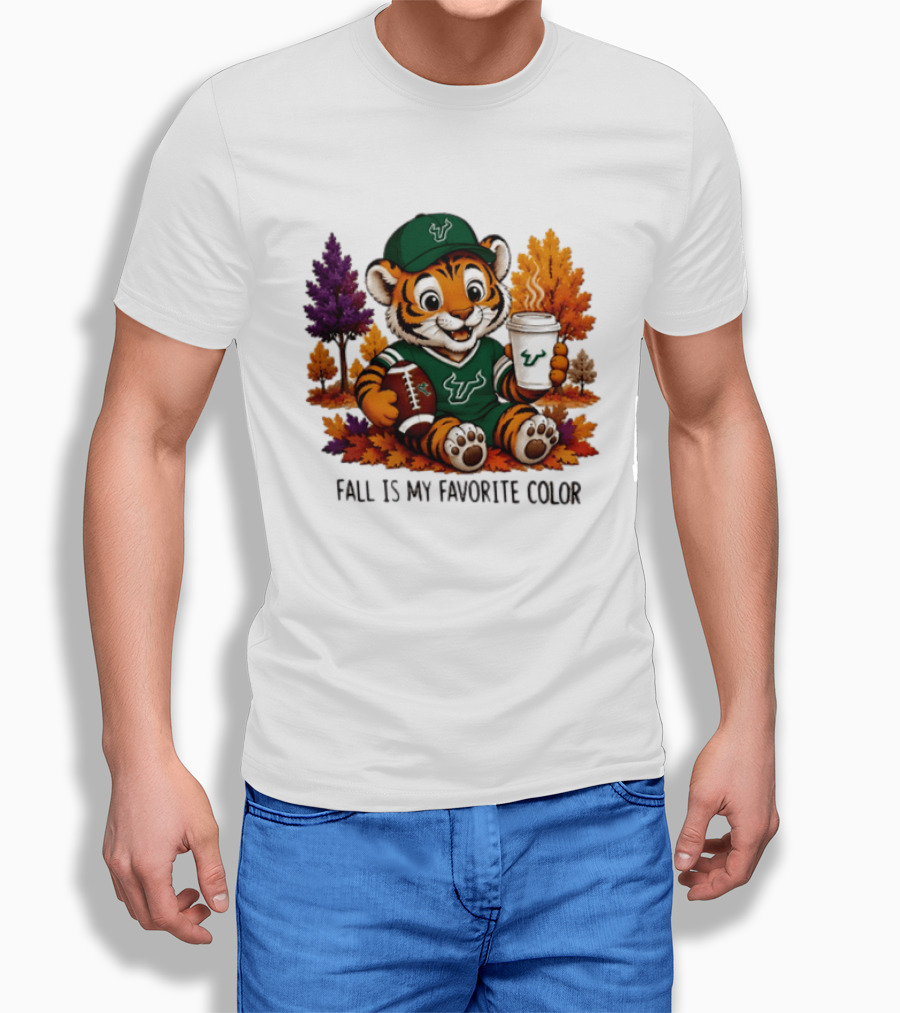 South Florida Bulls Fall Is My Favorite Color Football Tiger Cozy Autumn Vibes T-Shirt