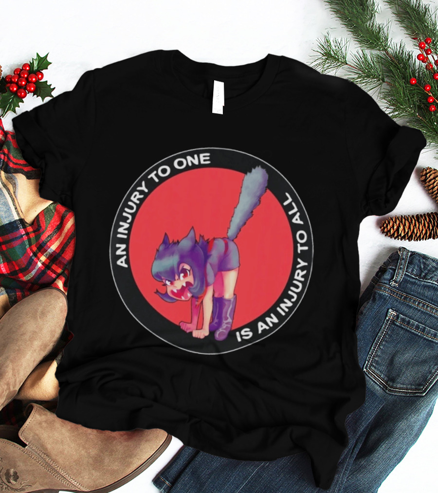 An Injury To One Is An Injury To All Cat Girl Red T-Shirt