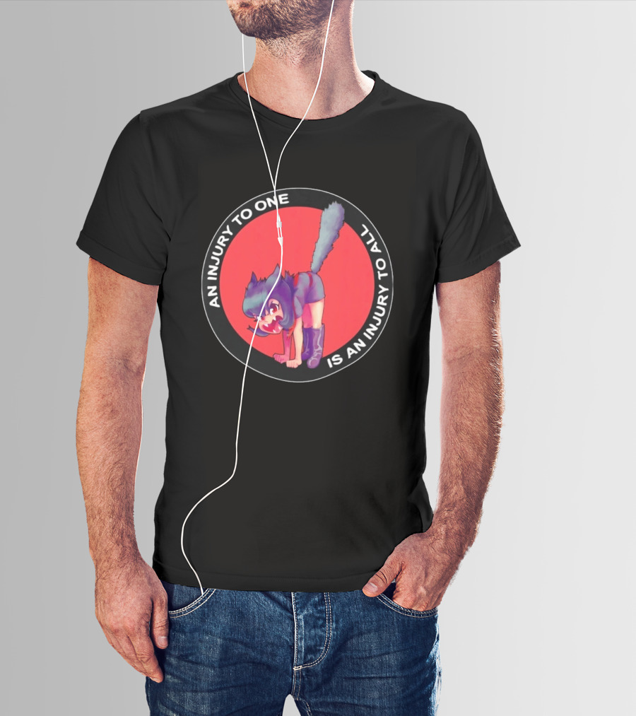 An Injury To One Is An Injury To All Cat Girl Red T-Shirt