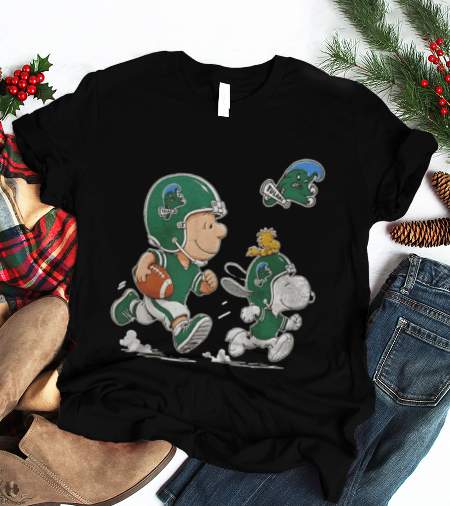 Charlie Brown Woodstock Snoopy Tulane Green Wave Football Helmets T-Shirt