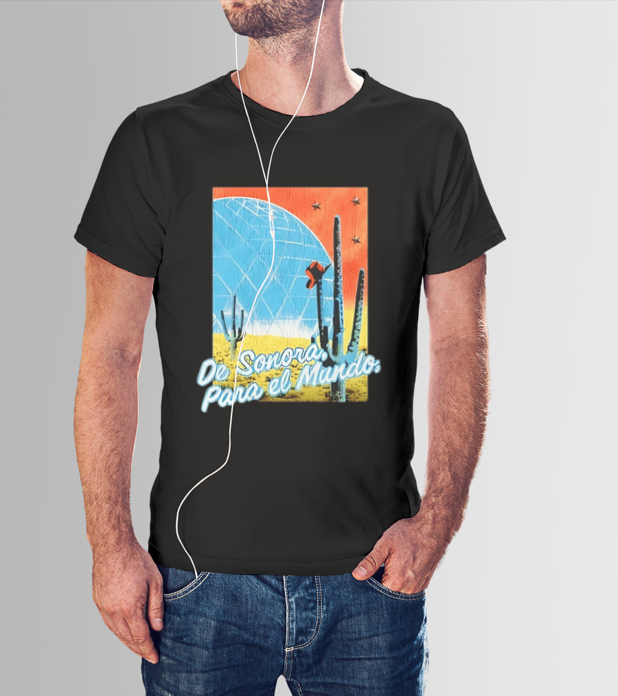 De Sonora Para El Mundo Cactus Desert Scene With Dome And Stars T-Shirt