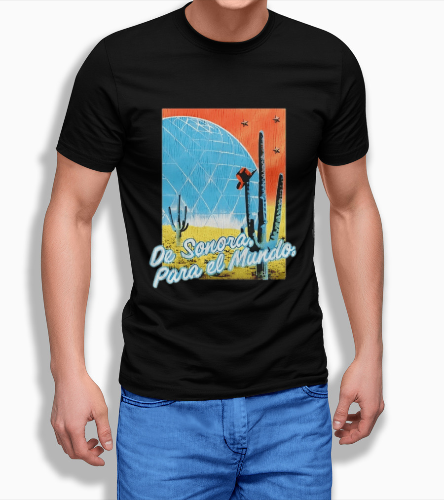 De Sonora Para El Mundo Cactus Desert Scene With Dome And Stars T-Shirt