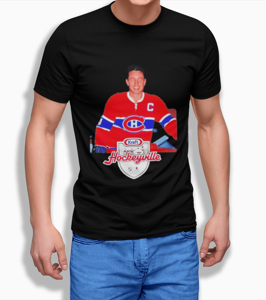 Jean Béliveau Montreal Canadiens Kraft Hockeyville Canadiens Logo Vintage Hockey T-Shirt