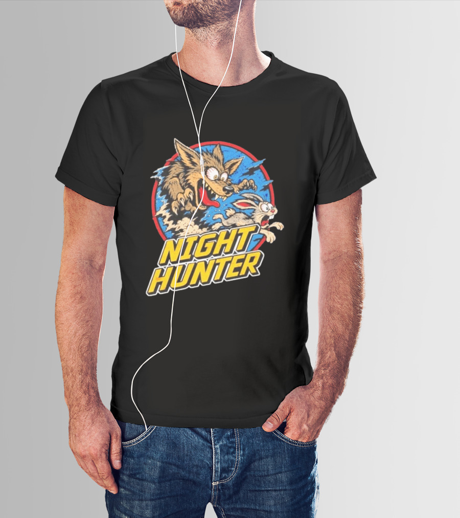 Night Hunter Coyote And Rabbit Chase Epic Predator Prey Adventure T-Shirt