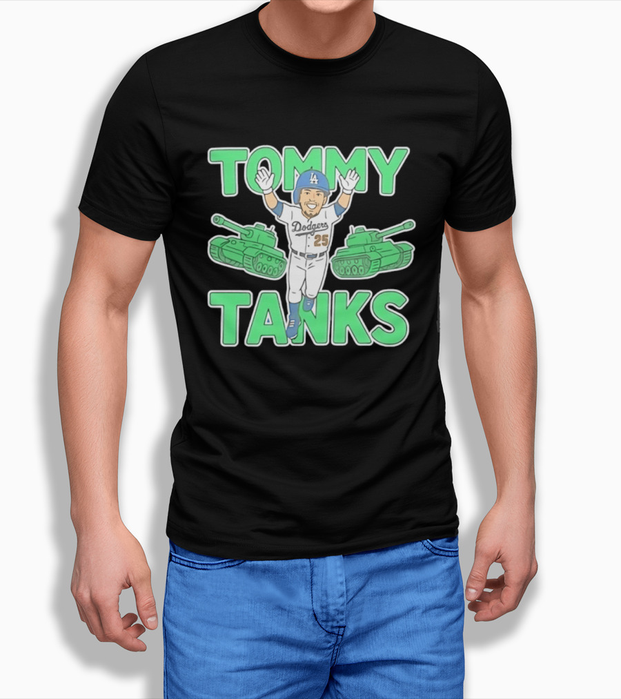 Tommy Tanks Los Angeles Dodgers 25 MLB Baseball Player In Uniform With Green Tanks T-Shirt
