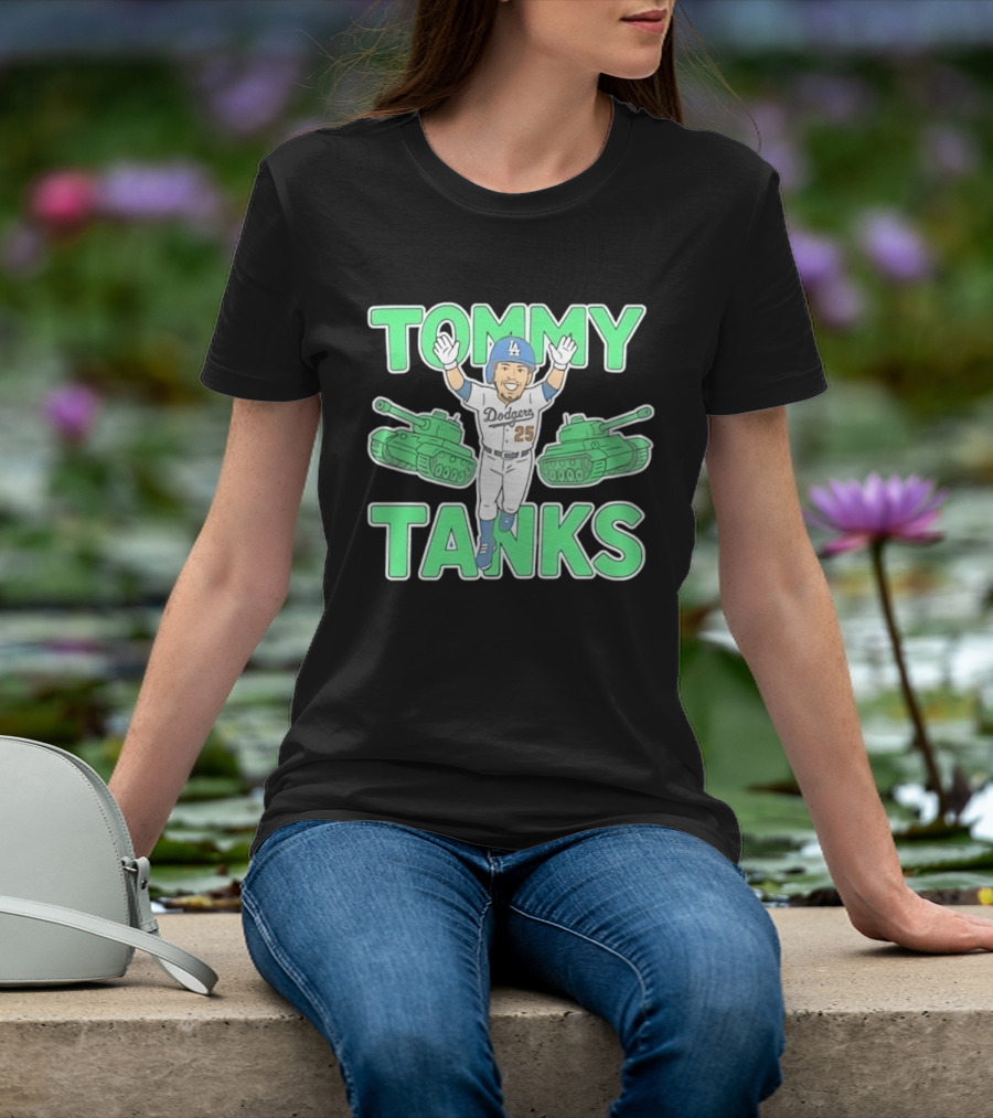 Tommy Tanks Los Angeles Dodgers 25 MLB Baseball Player In Uniform With Green Tanks T-Shirt