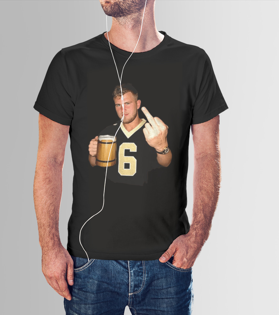Tyler Shough Number 6 New Orleans Saints Middle Finger Gesture T-Shirt
