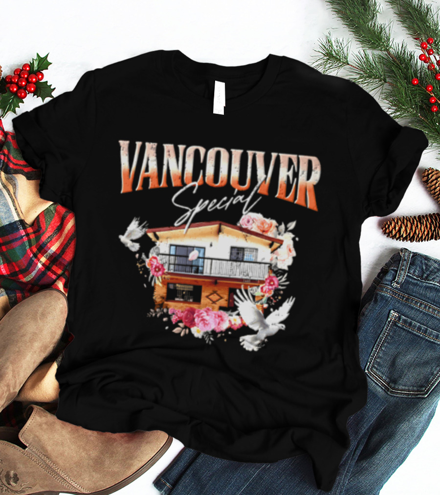 Vancouver Special House Flowers Doves T-Shirt