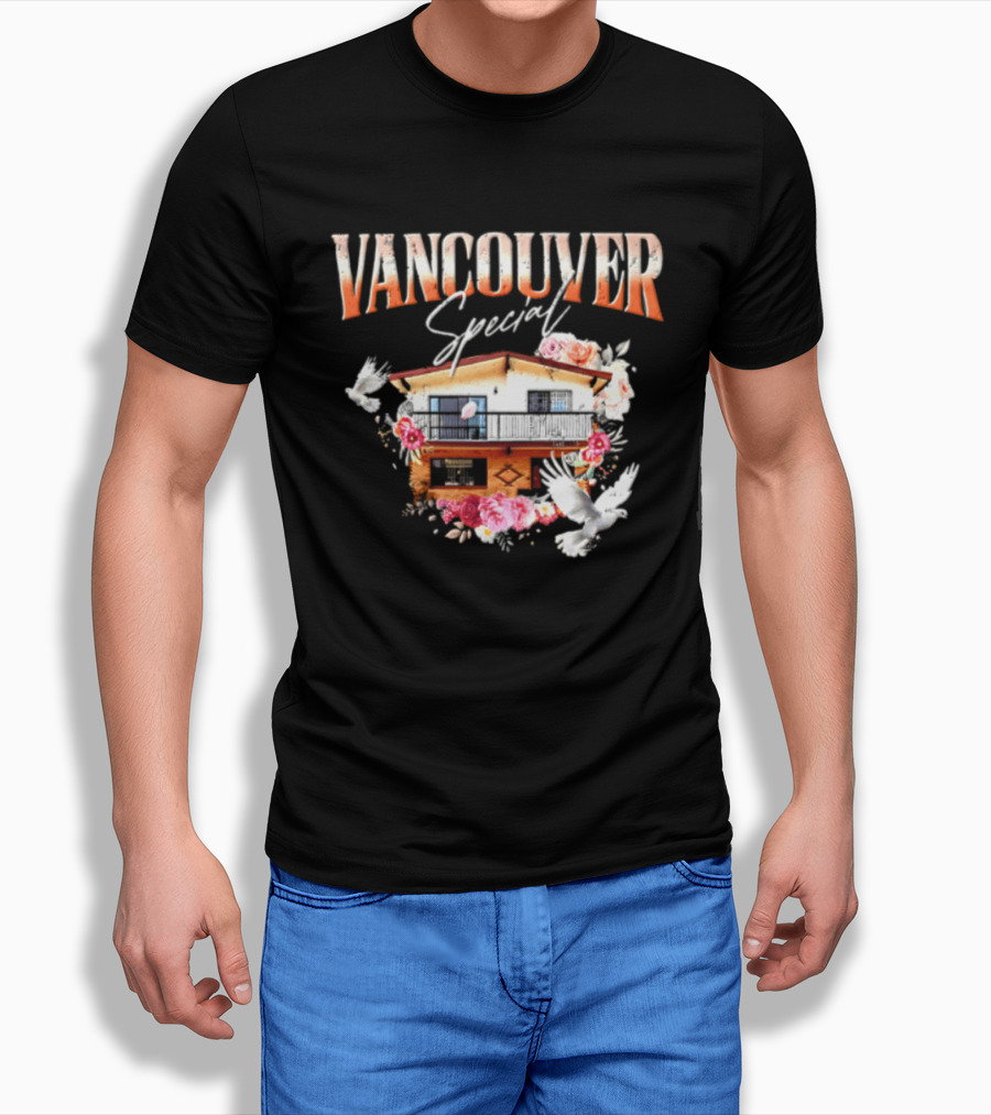 Vancouver Special House Flowers Doves T-Shirt