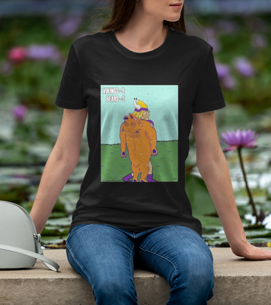 Vikings 9 Bears 3 Cartoon Sports Rivalry Image T-Shirt