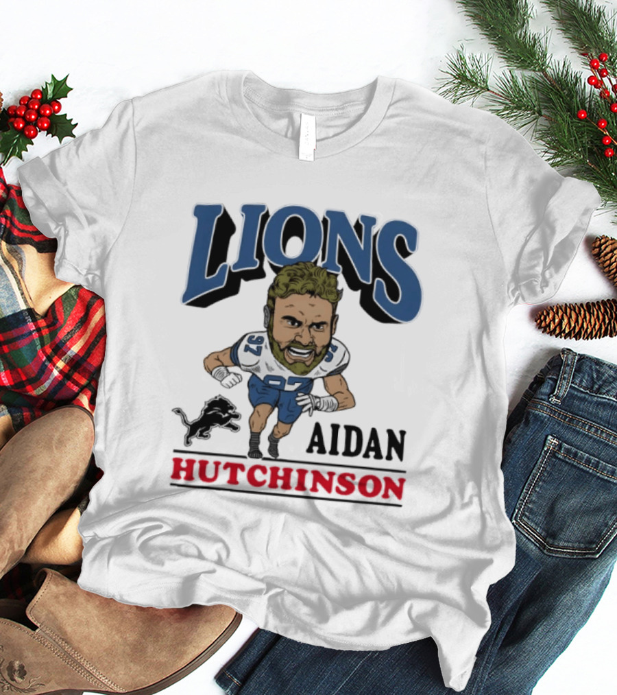Lions Aidan Hutchinson Caricature 97 T-Shirt