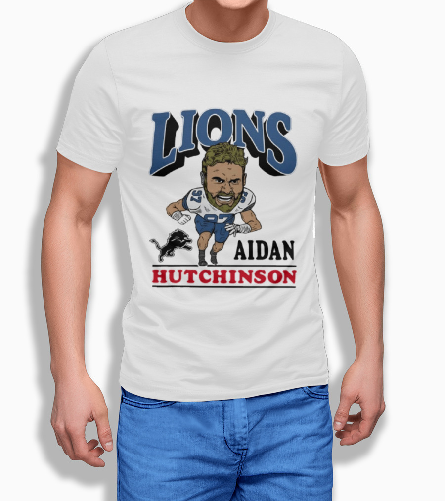 Lions Aidan Hutchinson Caricature 97 T-Shirt