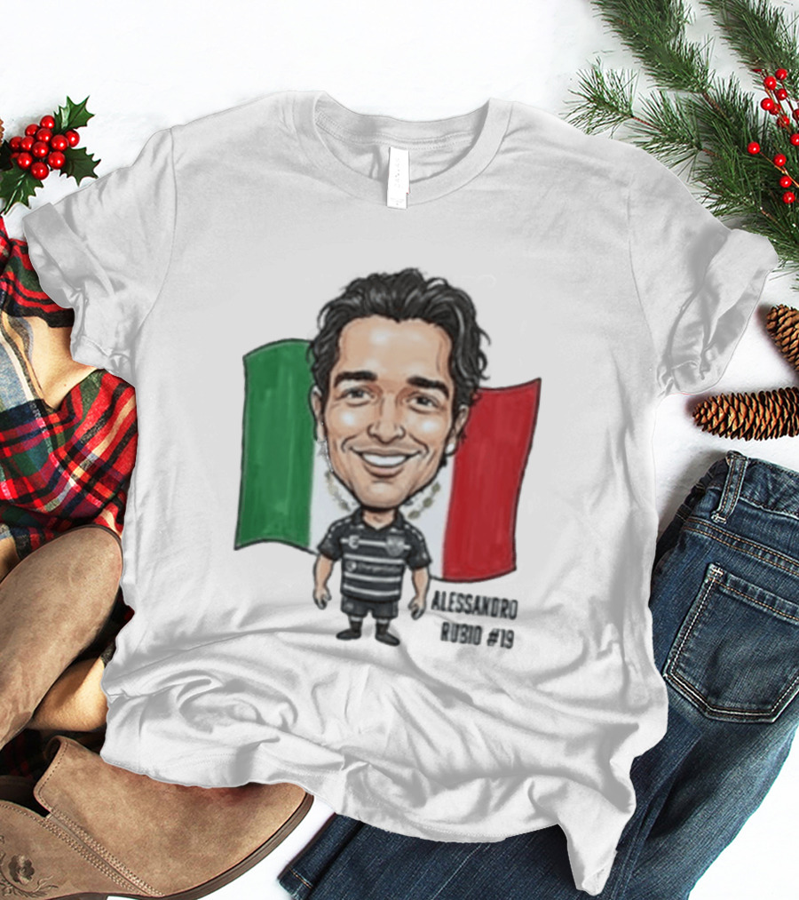 Alessandro Rubio No 19 Caricature Mexico Flag Football Jersey T-Shirt