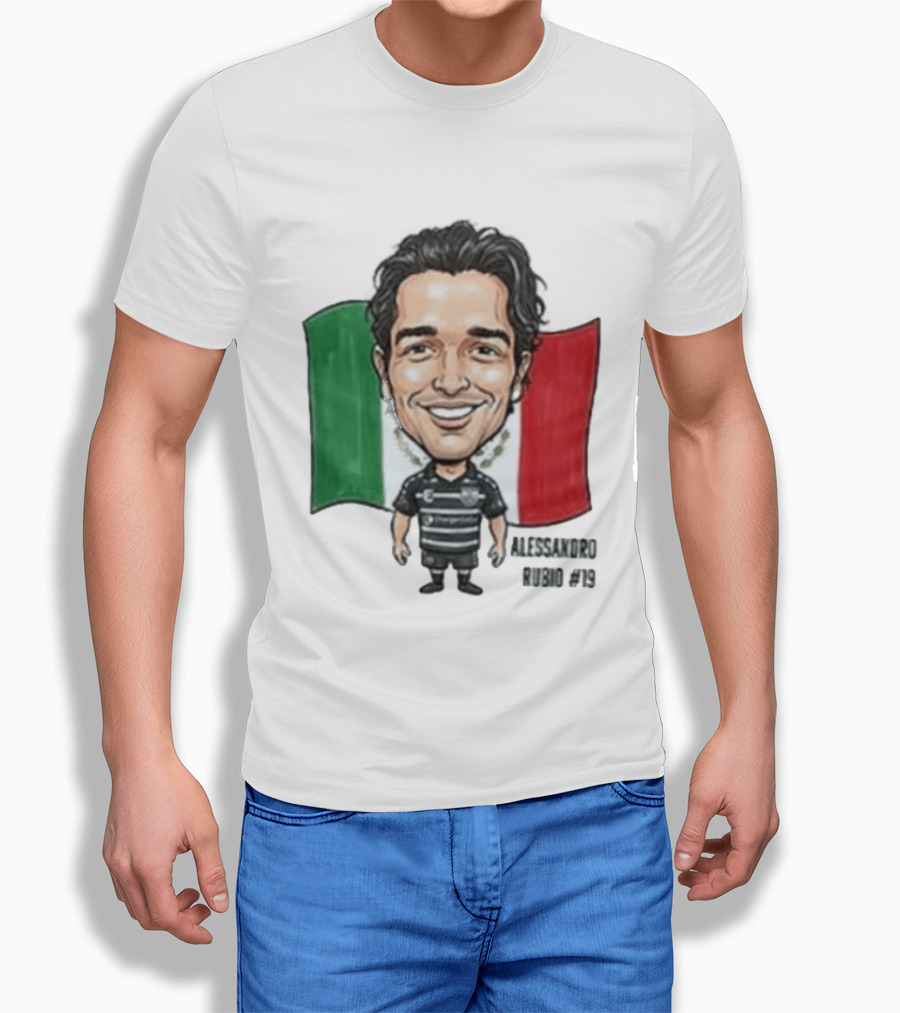 Alessandro Rubio No 19 Caricature Mexico Flag Football Jersey T-Shirt