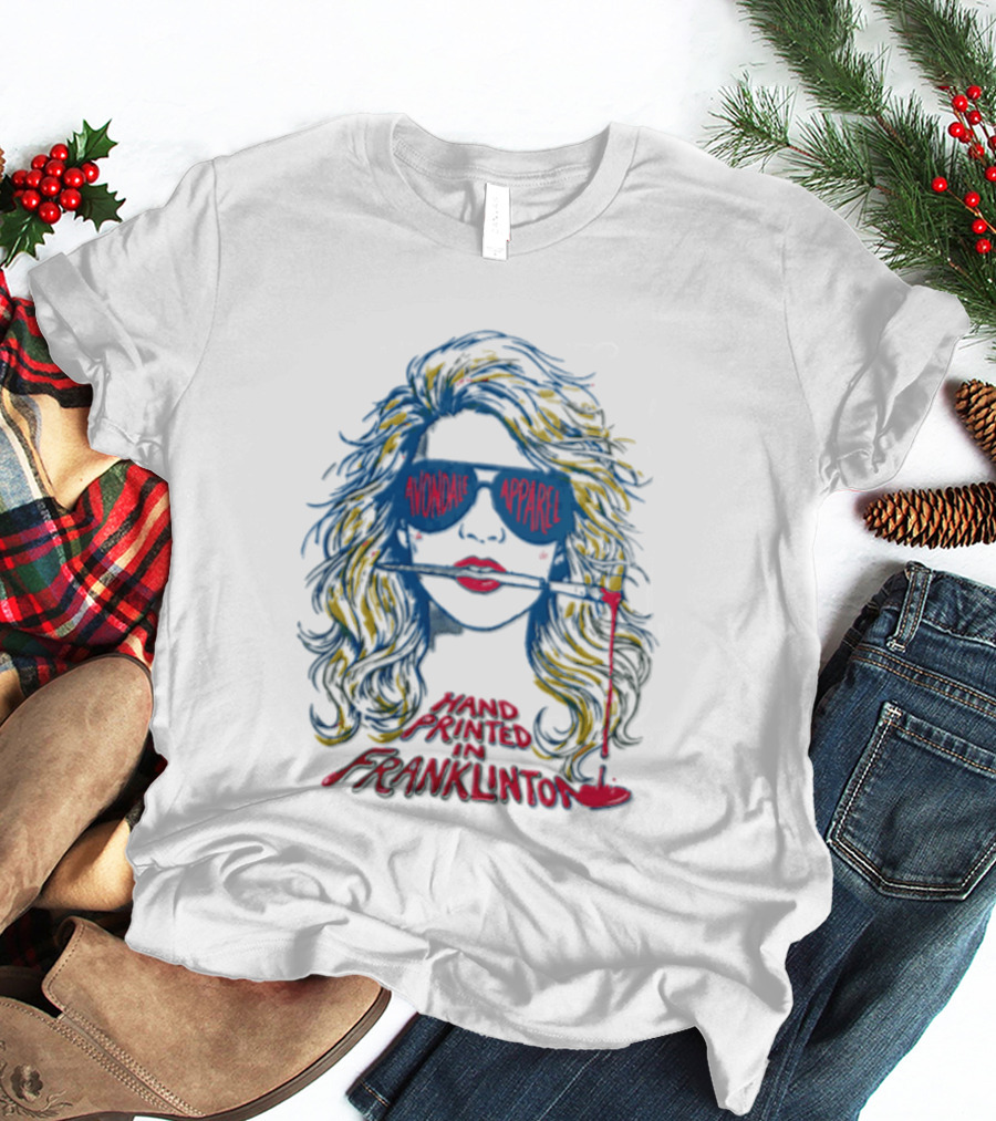 Avondale Apparel Hand Printed In Franklinton Woman Sunglasses Paintbrush T-Shirt