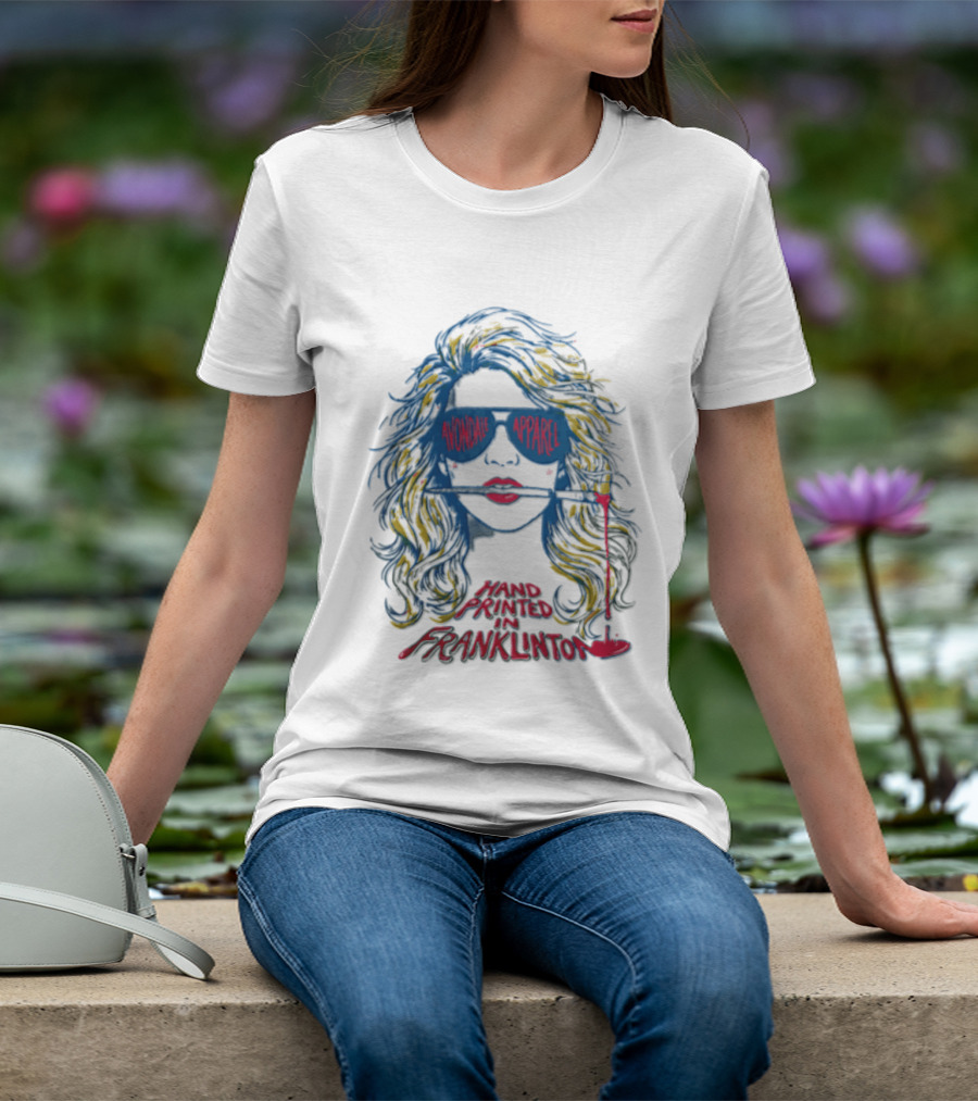 Avondale Apparel Hand Printed In Franklinton Woman Sunglasses Paintbrush T-Shirt