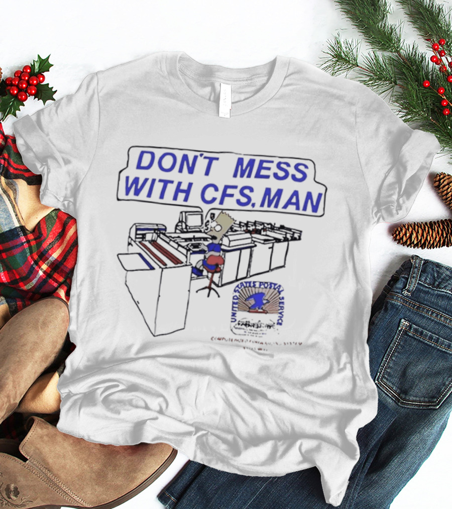 DON'T MESS WITH CFS MAN Bart Simpson Sitting At Computer Desk T-Shirt
