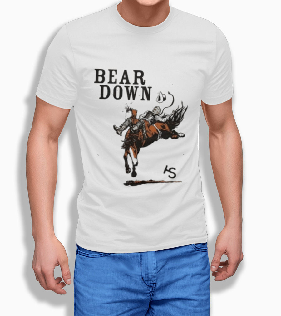 Bear Down Cowboy Rodeo Bucking Horse 15 T-Shirt