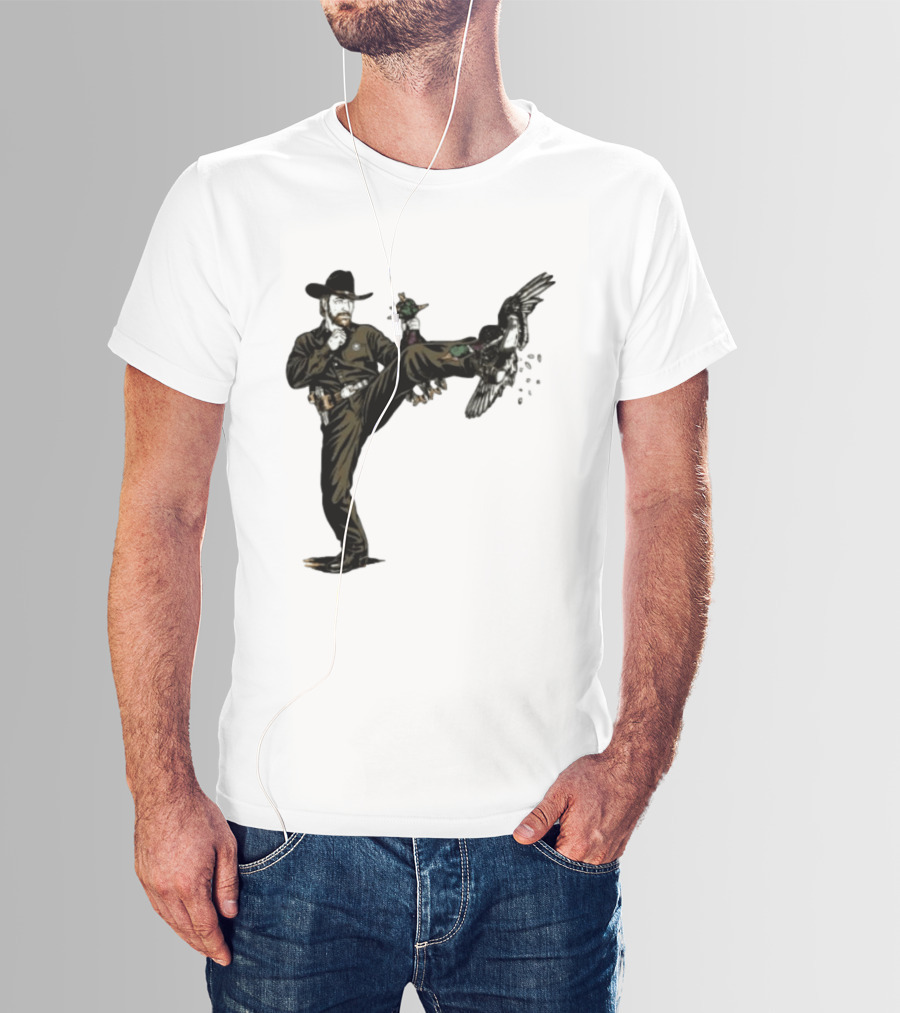 Chuck Norris Roundhouse Kick Duck Hunting Action T-Shirt