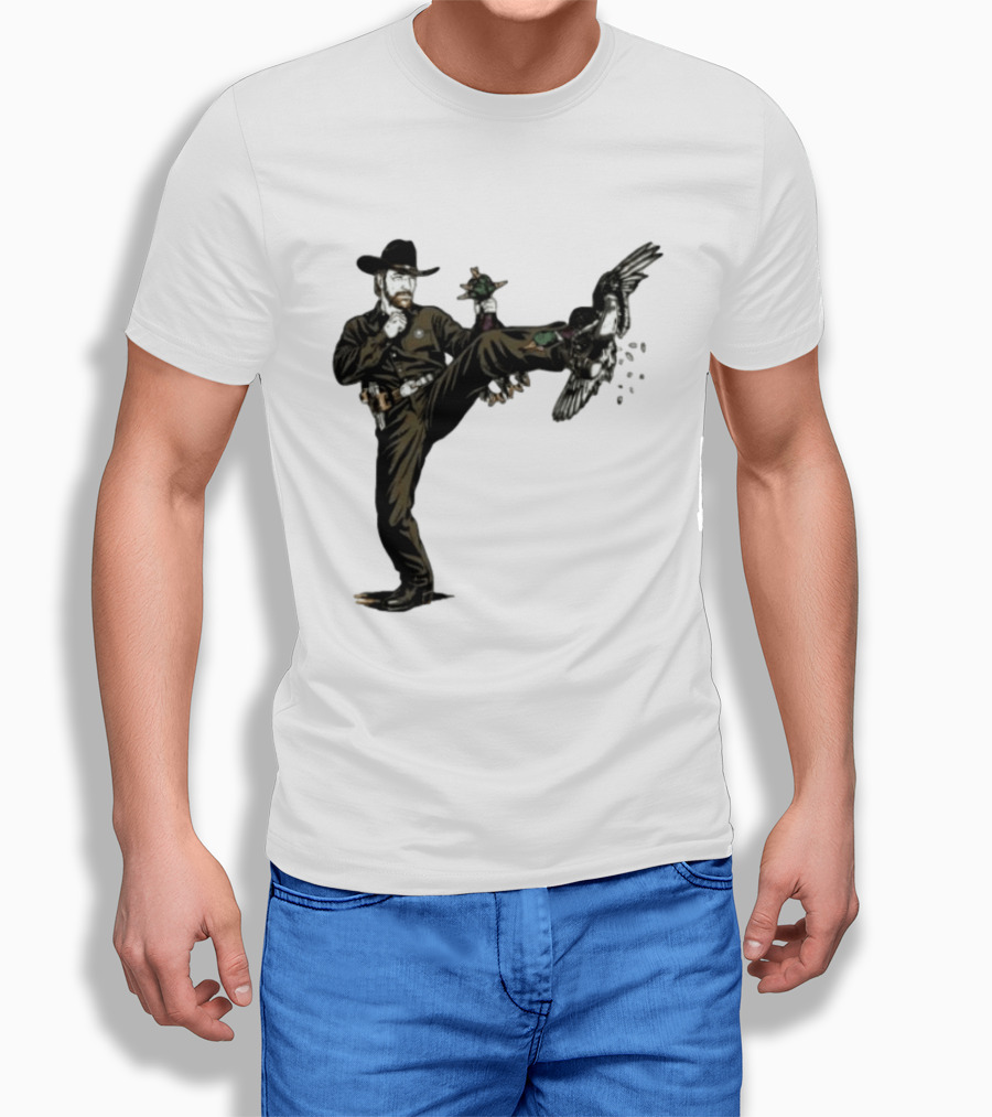 Chuck Norris Roundhouse Kick Duck Hunting Action T-Shirt