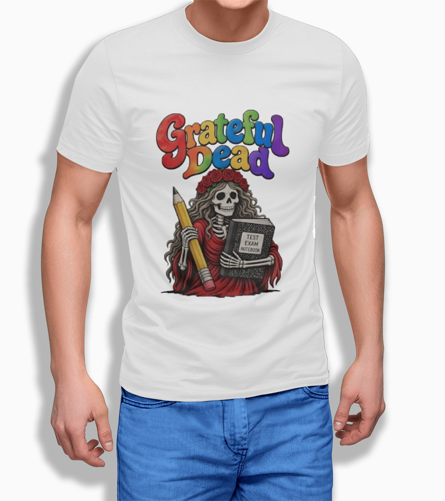 Grateful Dead Skeleton Test Exam Notebook With Pencil T-Shirt