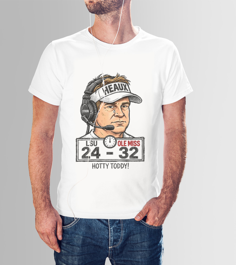 Hotty Toddy Ole Miss Vs LSU 24 32 Head Coach Cry T-Shirt