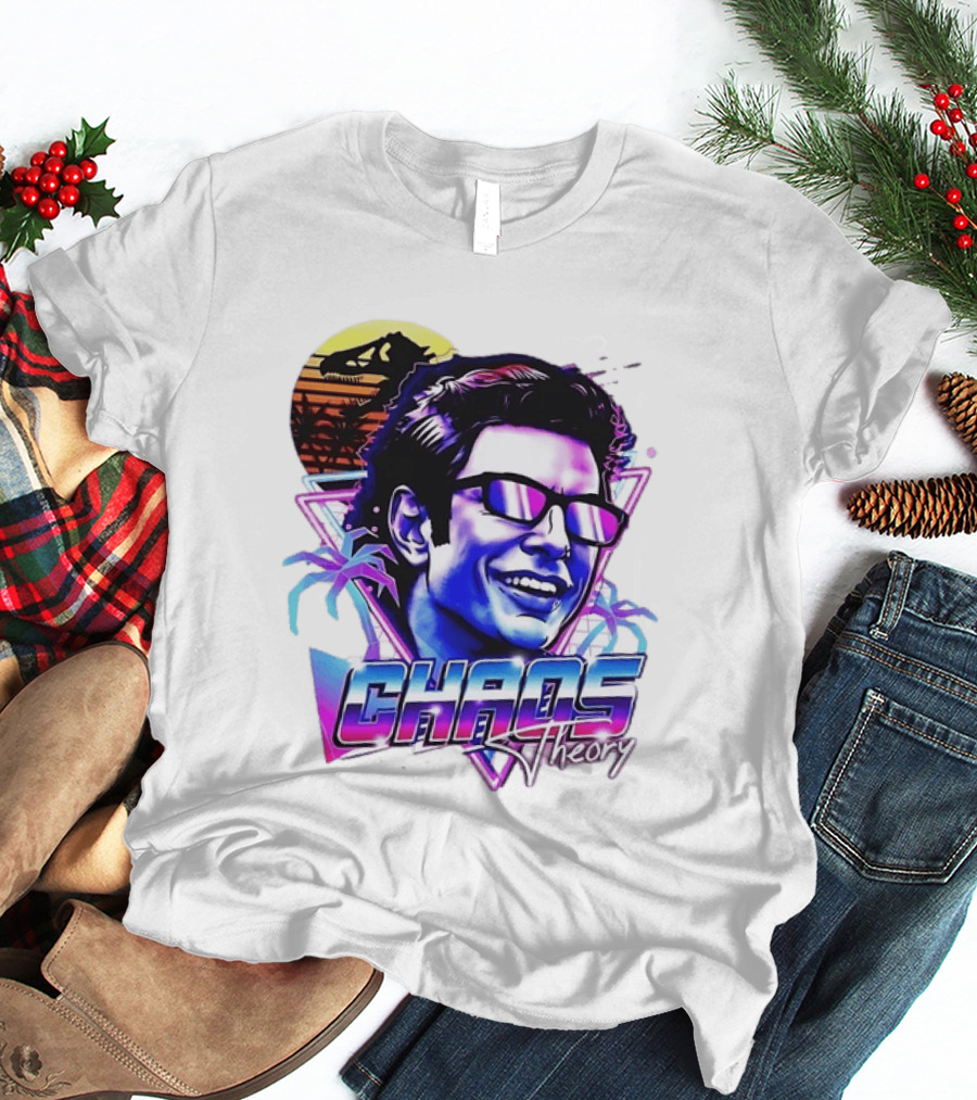 Jurassic Park Jeff Goldblum Chaos Theory Retro Neon T-Shirt