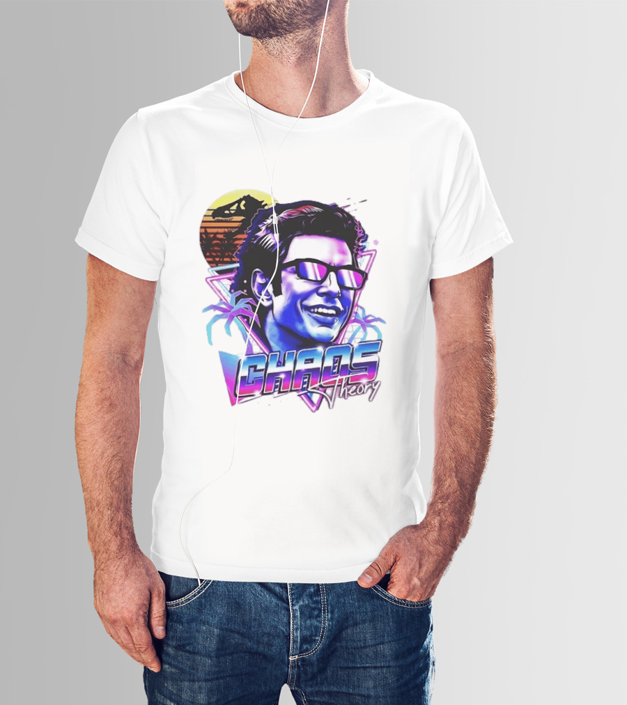 Jurassic Park Jeff Goldblum Chaos Theory Retro Neon T-Shirt