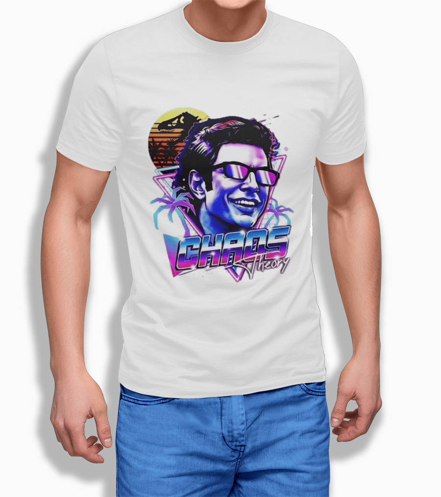 Jurassic Park Jeff Goldblum Chaos Theory Retro Neon T-Shirt
