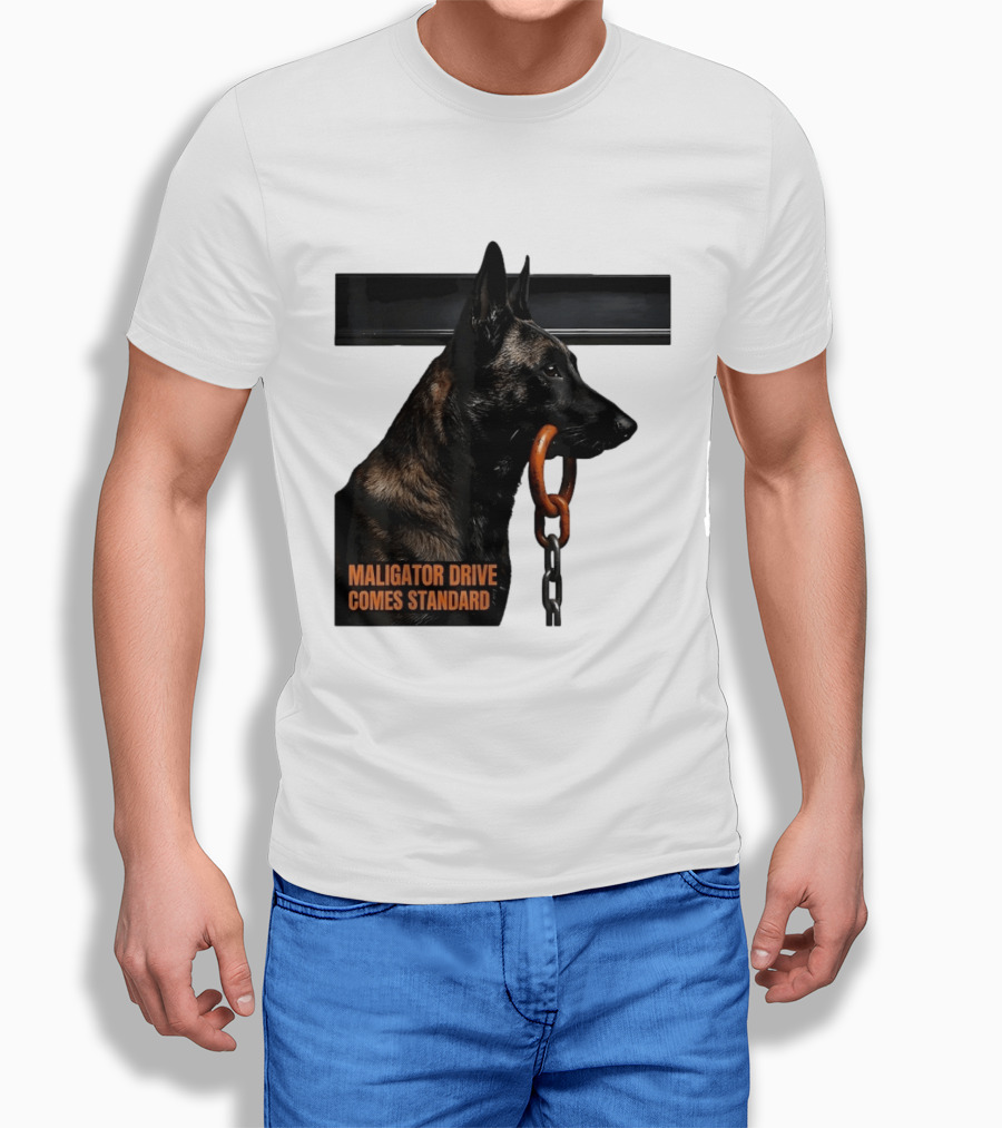 Maligator Drive Comes Standard Belgian Malinois Iron Bar Handler T-Shirt