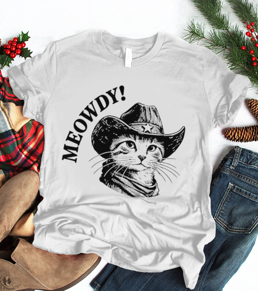 Meowdy Cowboy Cat Star Hat Western Kitten T-Shirt