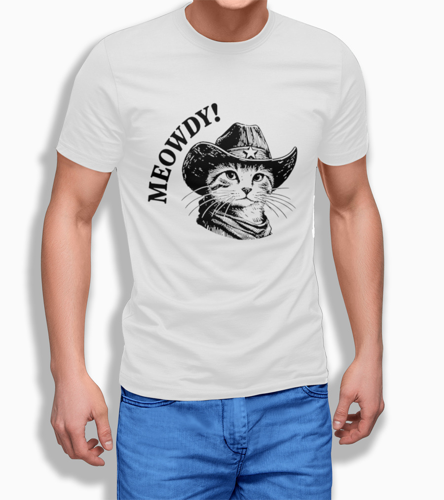Meowdy Cowboy Cat Star Hat Western Kitten T-Shirt