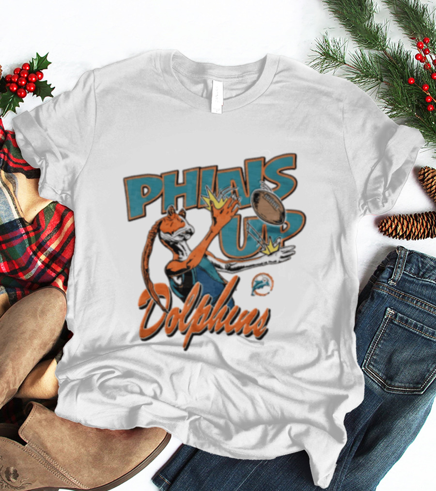 Phins Up Dolphins Jar Jar Binks Catching Football Miami Sports Fan T-Shirt