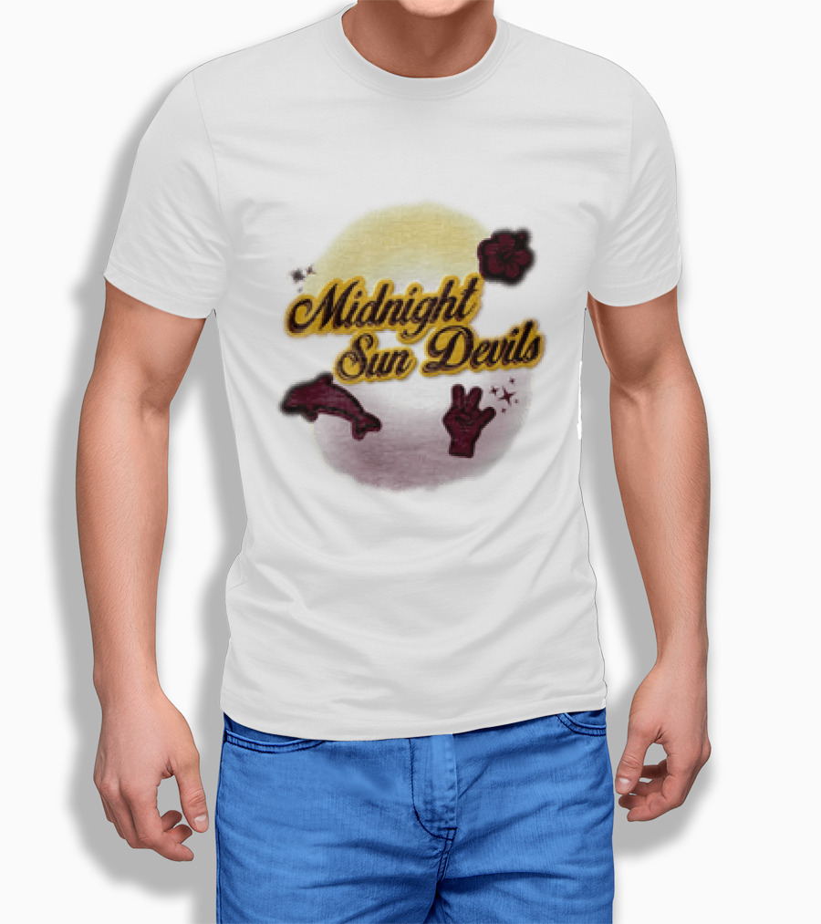 Midnight Sun Devils Hibiscus Flower Dolphin And Peace Sign T-Shirt