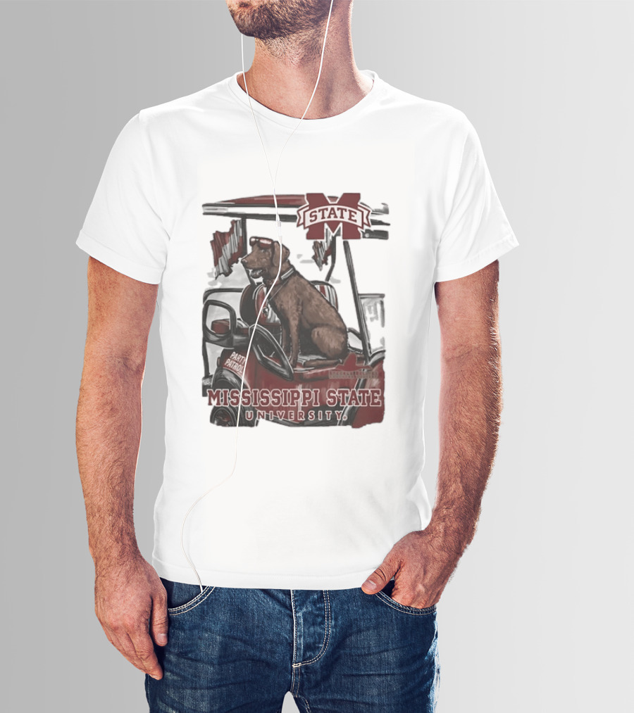 Mississippi State University Bulldogs Party Patrol Brown Lab Golf Cart T-Shirt