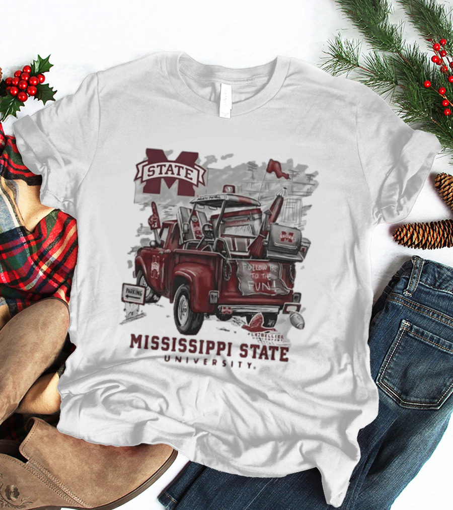 Mississippi State University Bulldogs Vintage Truck Follow Me To The Fun T-Shirt
