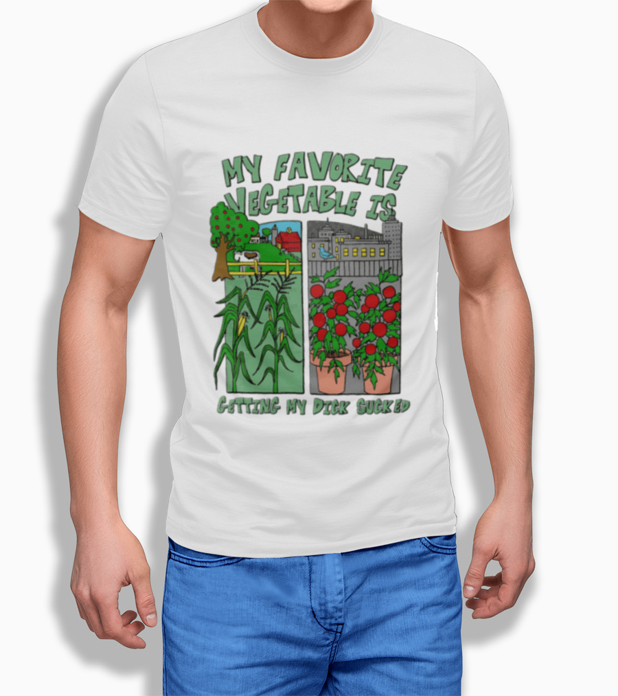 My Favorite Vegetable Is Getting My Dick Sucked Farm Scene City Rooftop Tomato Plants T-Shirt