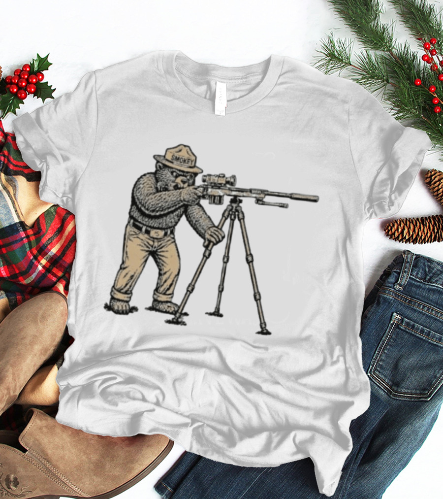 Smokey Bear Sniper Forest Ranger With Rifle T-Shirt