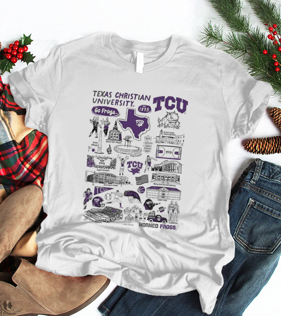 Texas Christian University TCU Horned Frogs Go Frogs Campus Landmarks And Traditions T-Shirt