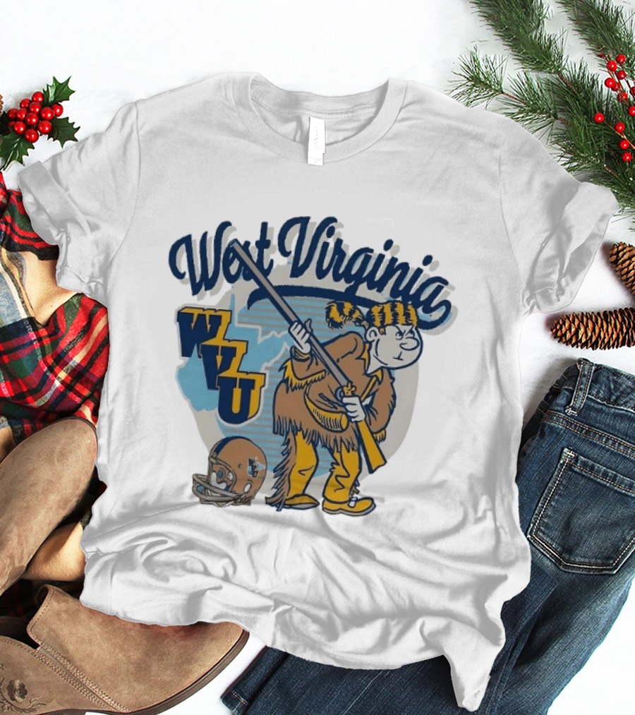 West Virginia Mountaineers WVU Mascot With Rifle And Helmet T-Shirt