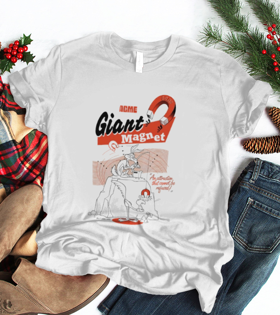 ACME Giant Magnet Wile E Coyote Road Runner Stimulation Speed T-Shirt