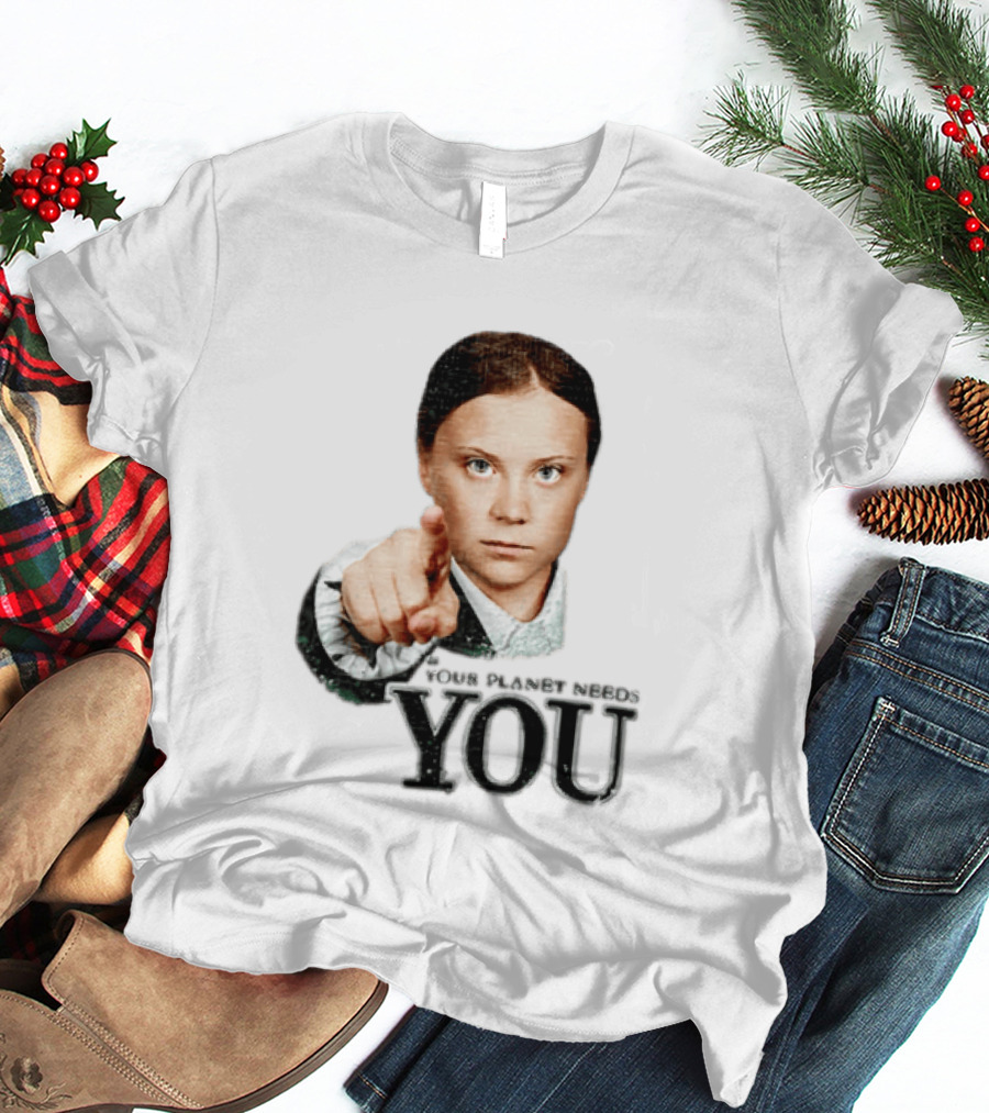 Your Planet Needs You Girl Pointing Iconic Call To Action T-Shirt