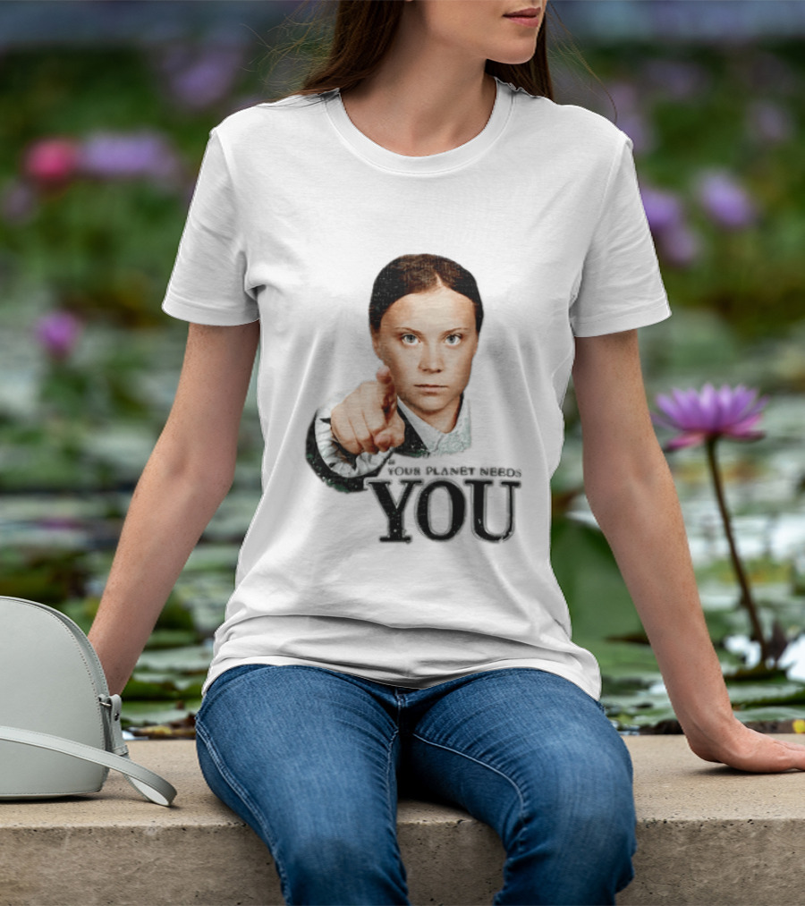 Your Planet Needs You Girl Pointing Iconic Call To Action T-Shirt