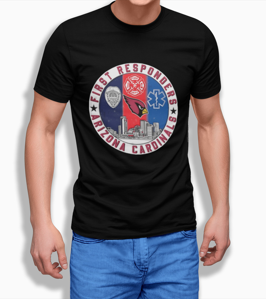 Arizona Cardinals First Responders Police Fire Medical Emblems Skyline T-Shirt