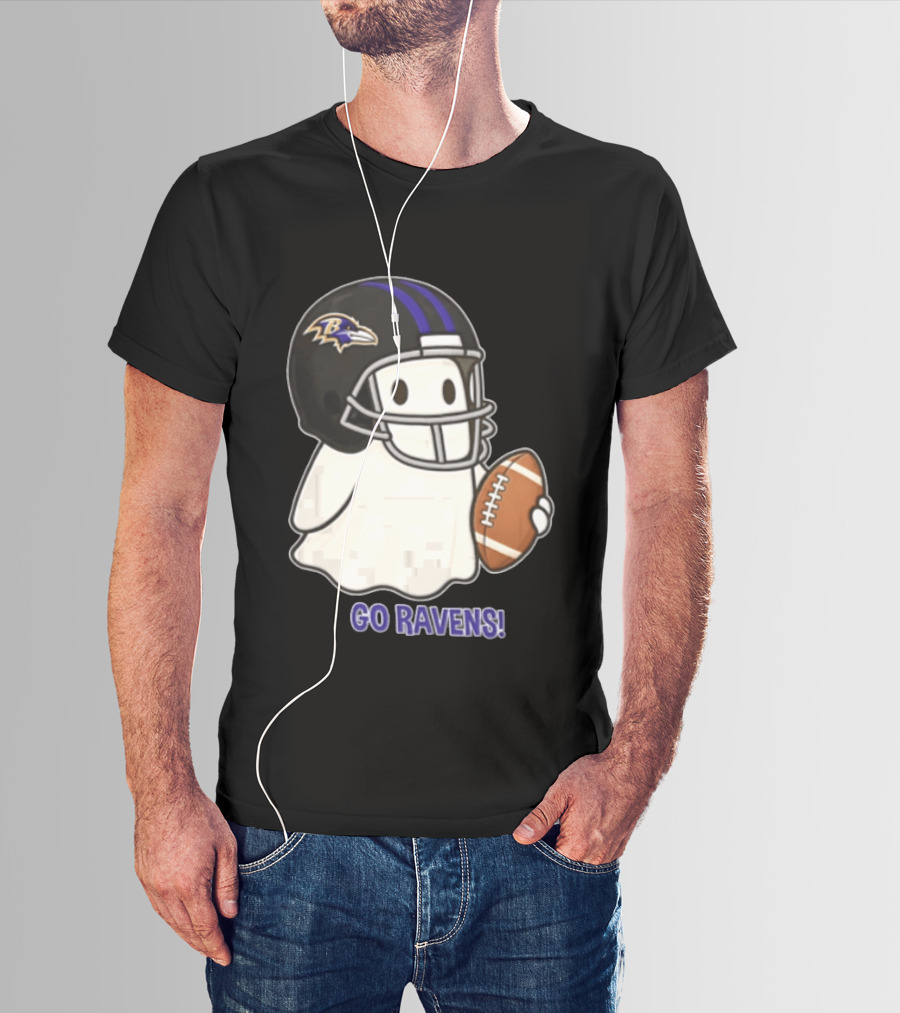 Baltimore Ravens Ghost In Football Helmet Go Ravens Football T-Shirt