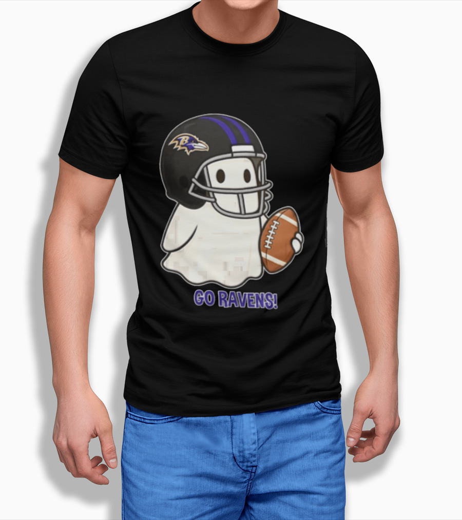 Baltimore Ravens Ghost In Football Helmet Go Ravens Football T-Shirt